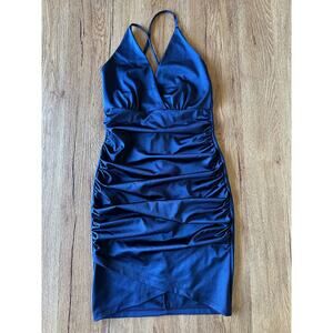 Lucy In The Sky Navy Blue Strappy Body Con Dress Size Small